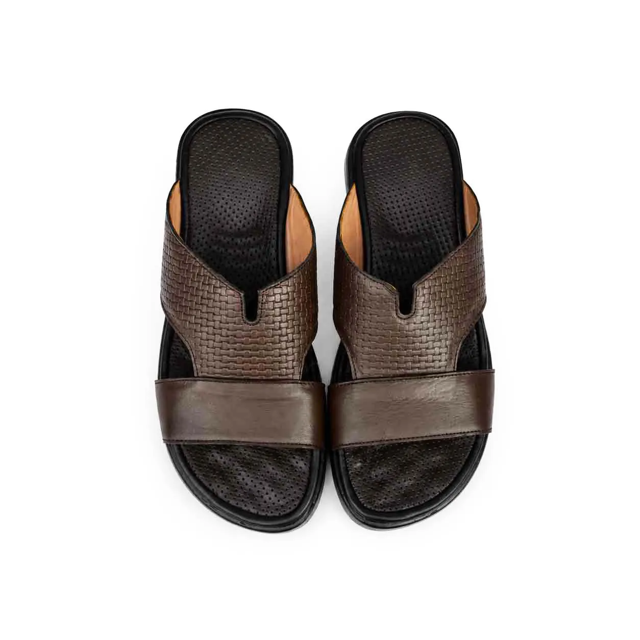 Sandale pour homme HR marron cuir miniature
